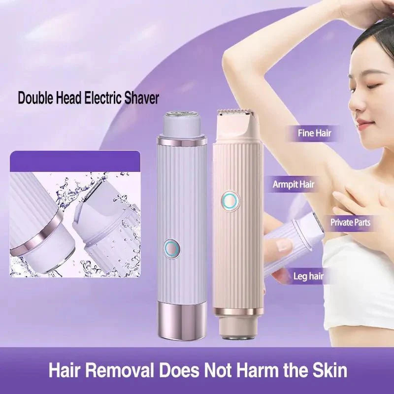 ماكينة حلاقة كهربائية برأسين - جهاز العناية بالقدمين جاف ورطب مقاوم للماء IPX7   Double Head Electric Shaver