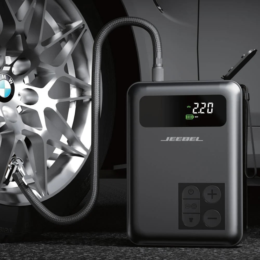 باور بانك وضاغط هواء واشتراك سيارة JEEBEL SOLVER – بطارية 20000mAh بقدرة تشغيل 1500A وضغط 150 PSI | محطة طوارئ متكاملة للسيارة